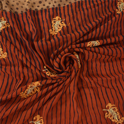 Sanskriti Vintage Red/Brown Sarees Georgette Embroidered Premium Sari 5yd Fabric