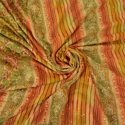 Sanskriti Vintage Sarees Art Silk Hand Beaded Kantha Premium Sari Craft Fabric