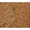 Sanskriti Vintage Cream Sarees Art Silk Hand Beaded Printed Fabric Sari Craft