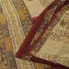 Sanskriti Vintage Cream Sarees Georgette Hand Beaded Premium Sari Craft Fabric