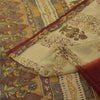 Sanskriti Vintage Cream Sarees Georgette Hand Beaded Premium Sari Craft Fabric
