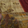 Sanskriti Vintage Cream Sarees Georgette Hand Beaded Premium Sari Craft Fabric