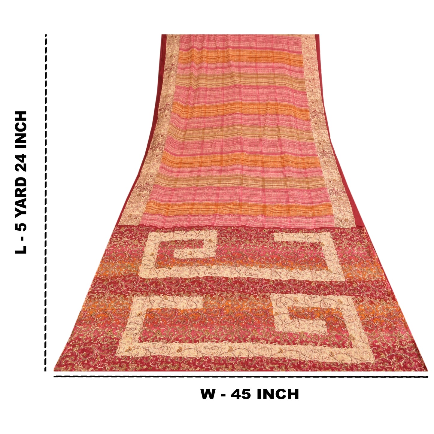 Sanskriti Vintage Sarees Art Silk Hand Beaded Printed Craft Fabric Premium Sari