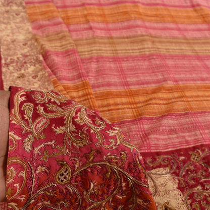 Sanskriti Vintage Sarees Art Silk Hand Beaded Printed Craft Fabric Premium Sari