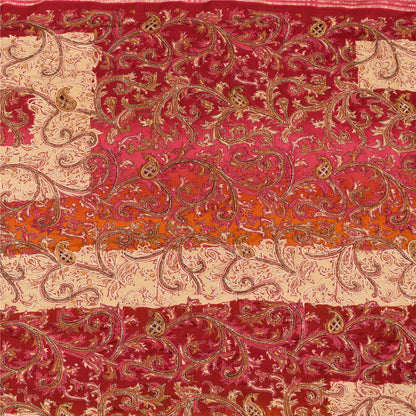 Sanskriti Vintage Sarees Art Silk Hand Beaded Printed Craft Fabric Premium Sari