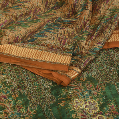 Sanskriti Vintage Brown Sarees Art Silk Hand Beaded Zari Sequins Sari 5+YD Sari