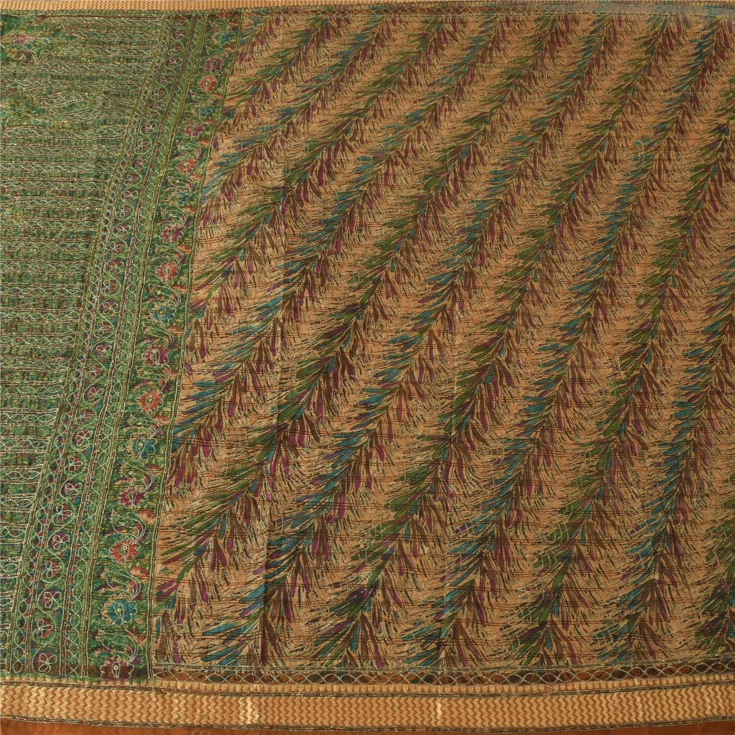 Sanskriti Vintage Brown Sarees Art Silk Hand Beaded Zari Sequins Sari 5+YD Sari