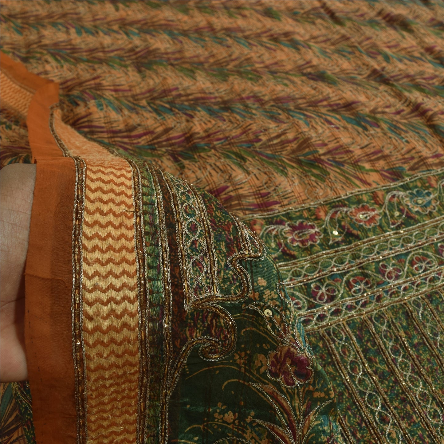 Sanskriti Vintage Brown Sarees Art Silk Hand Beaded Zari Sequins Sari 5+YD Sari