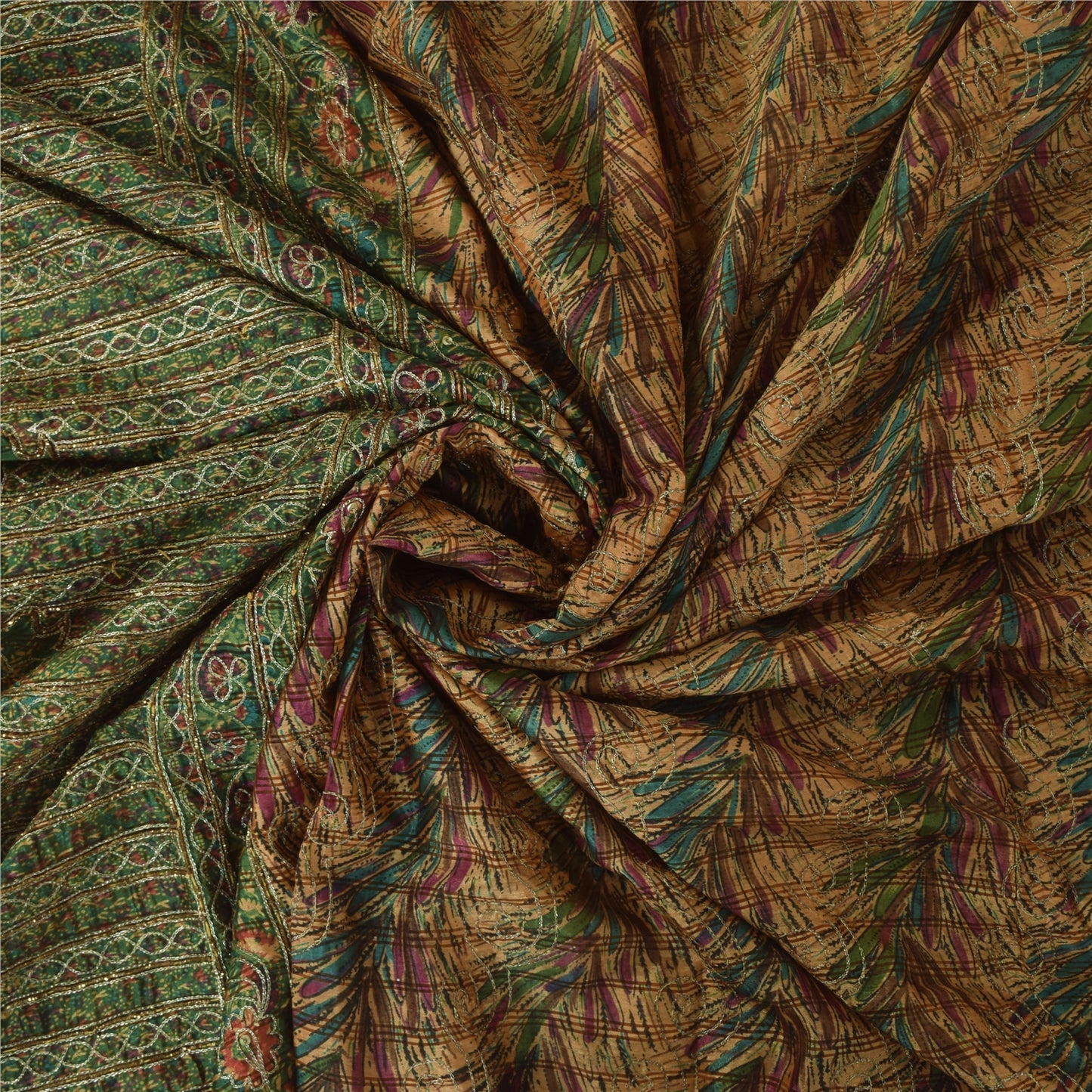 Sanskriti Vintage Brown Sarees Art Silk Hand Beaded Zari Sequins Sari 5+YD Sari