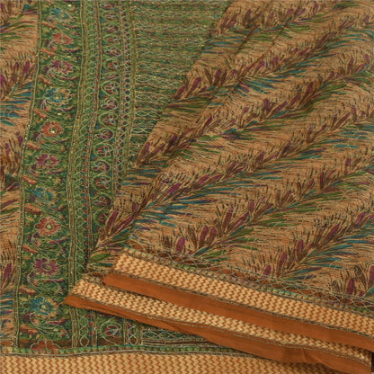 Sanskriti Vintage Brown Sarees Art Silk Hand Beaded Zari Sequins Sari 5+YD Sari