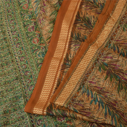 Sanskriti Vintage Brown Sarees Art Silk Hand Beaded Zari Sequins Sari 5+YD Sari