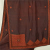 Sanskriti Vintage Brown Sarees Pure Silk Hand Bead Zardozi Craft Fabric 5+YDSari