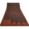 Sanskriti Vintage Brown Sarees Pure Silk Hand Bead Zardozi Craft Fabric 5+YDSari