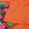 Sanskriti Vintage Orange Sarees Pure Cotton Hand Beaded Patch 5YD Fabric Sari