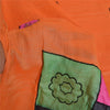 Sanskriti Vintage Orange Sarees Pure Cotton Hand Beaded Patch 5YD Fabric Sari