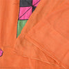 Sanskriti Vintage Orange Sarees Pure Cotton Hand Beaded Patch 5YD Fabric Sari