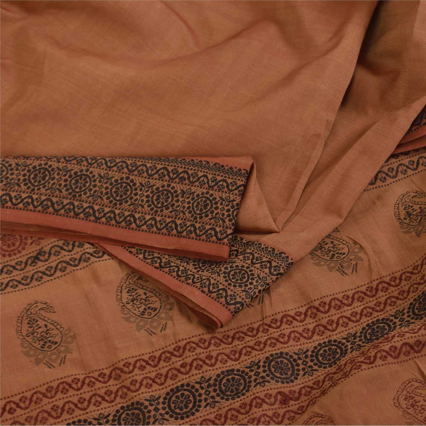 Sanskriti Vintage Indian Brown Sarees Cotton Silk Woven Premium Sari 5yrd Fabric