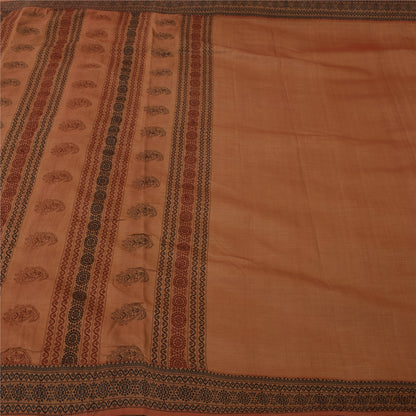 Sanskriti Vintage Indian Brown Sarees Cotton Silk Woven Premium Sari 5yrd Fabric