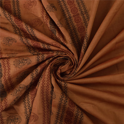 Sanskriti Vintage Indian Brown Sarees Cotton Silk Woven Premium Sari 5yrd Fabric