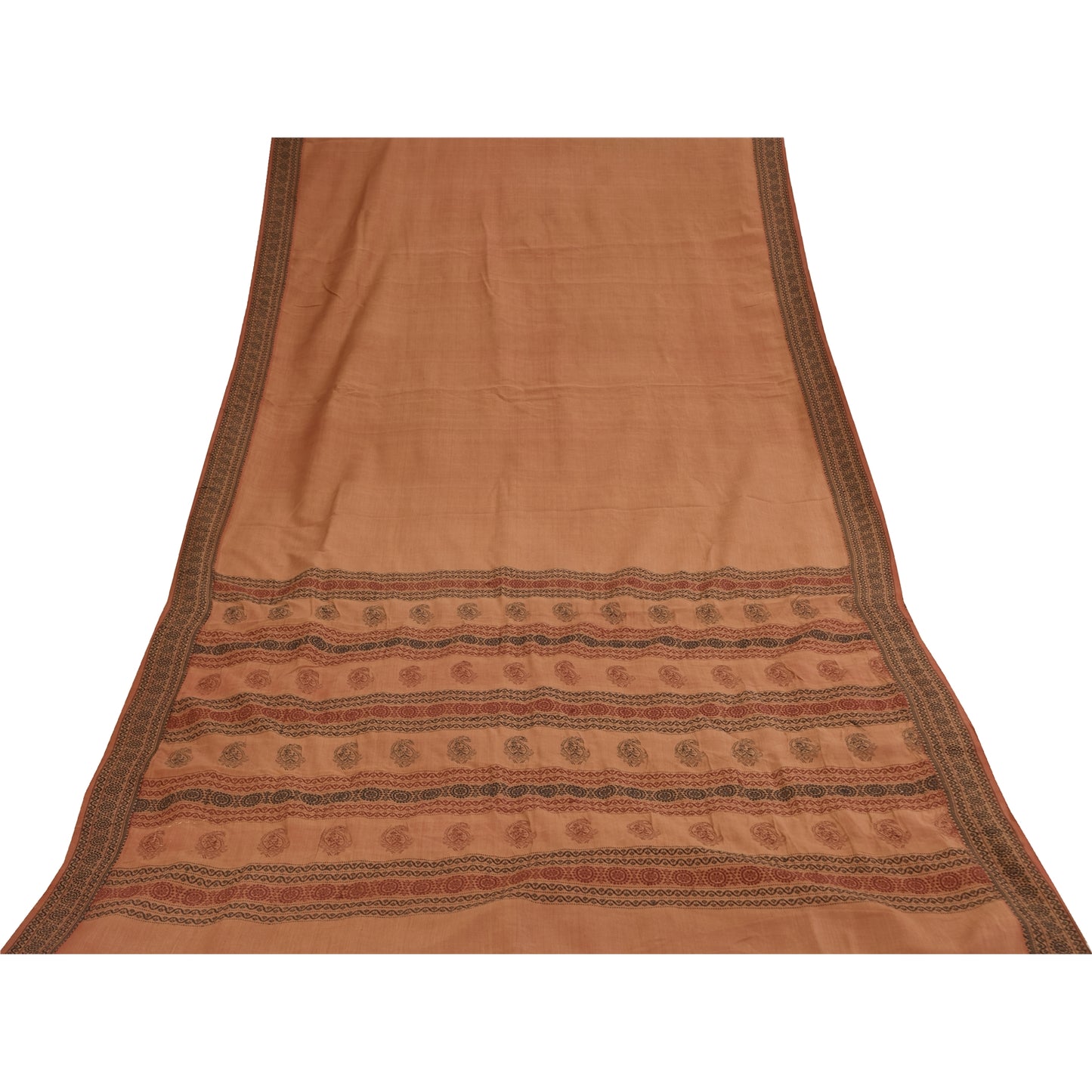 Sanskriti Vintage Indian Brown Sarees Cotton Silk Woven Premium Sari 5yrd Fabric