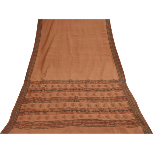 Sanskriti Vintage Indian Brown Sarees Cotton Silk Woven Premium Sari 5yrd Fabric