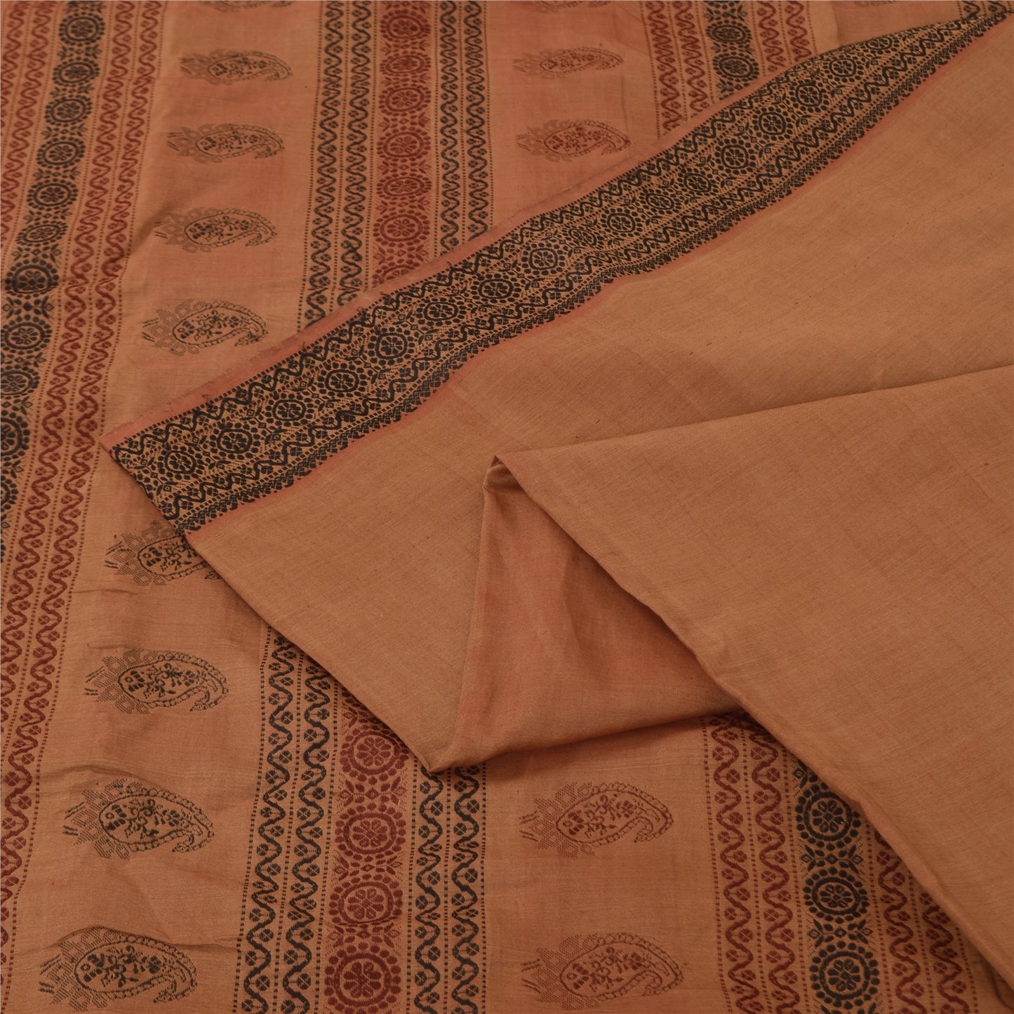 Sanskriti Vintage Indian Brown Sarees Cotton Silk Woven Premium Sari 5yrd Fabric
