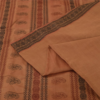 Sanskriti Vintage Indian Brown Sarees Cotton Silk Woven Premium Sari 5yrd Fabric