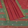 Sanskriti Vintage Red Saree Pure Cotton Hand Beaded Woven Sari 5yrd Craft Fabric