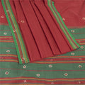 Sanskriti Vintage Red Saree Pure Cotton Hand Beaded Woven Sari 5yrd Craft Fabric