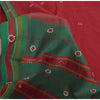 Sanskriti Vintage Red Saree Pure Cotton Hand Beaded Woven Sari 5yrd Craft Fabric
