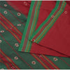 Sanskriti Vintage Red Saree Pure Cotton Hand Beaded Woven Sari 5yrd Craft Fabric