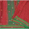 Sanskriti Vintage Red Saree Pure Cotton Hand Beaded Woven Sari 5yrd Craft Fabric