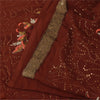 Sanskriti Vintage Brown Saree Georgette Hand Beaded Craft Fabric Premium Sari
