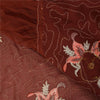 Sanskriti Vintage Brown Saree Georgette Hand Beaded Craft Fabric Premium Sari