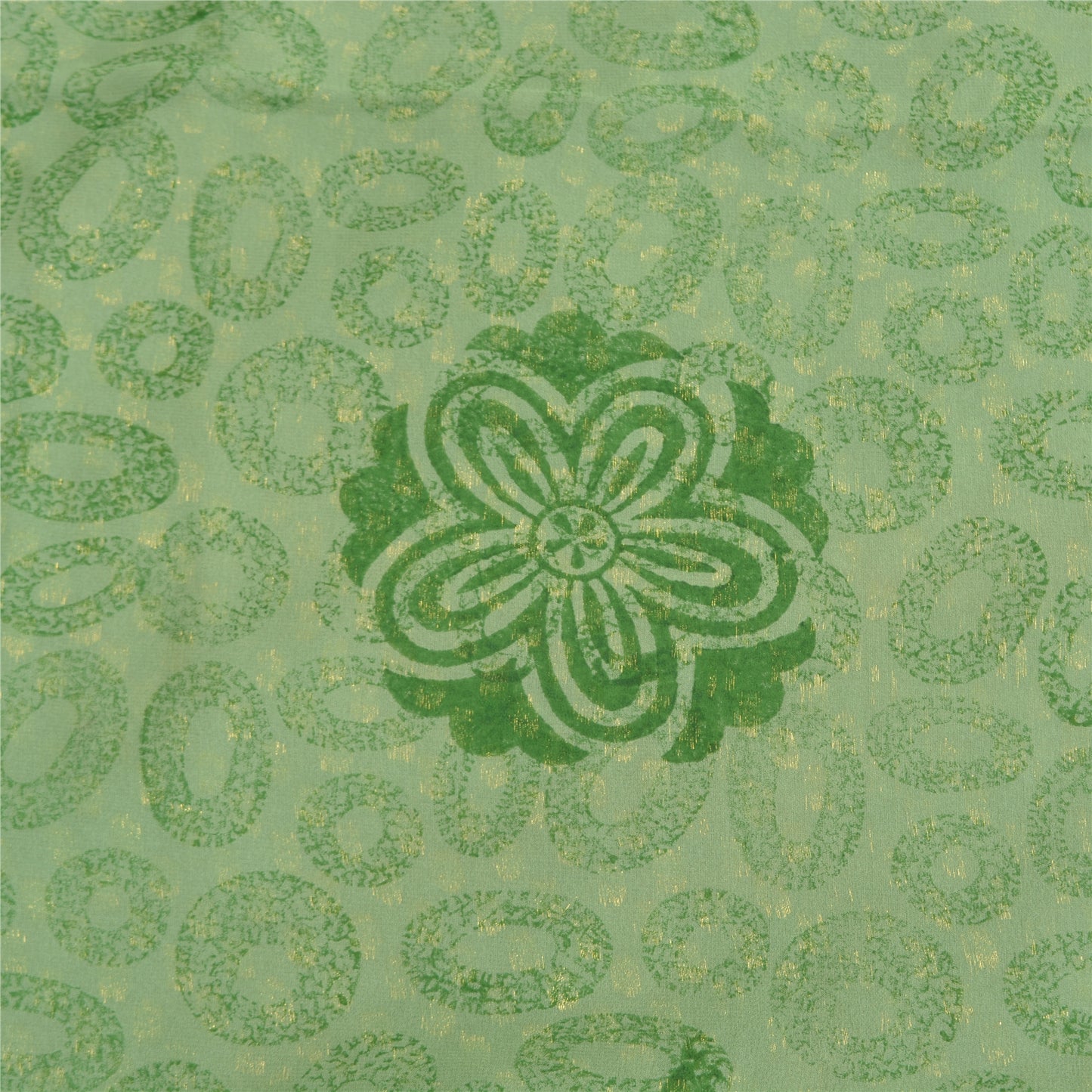 Sanskriti Vintage Green Sarees Pure Georgette Silk Embroidered Craft Fabric Sari