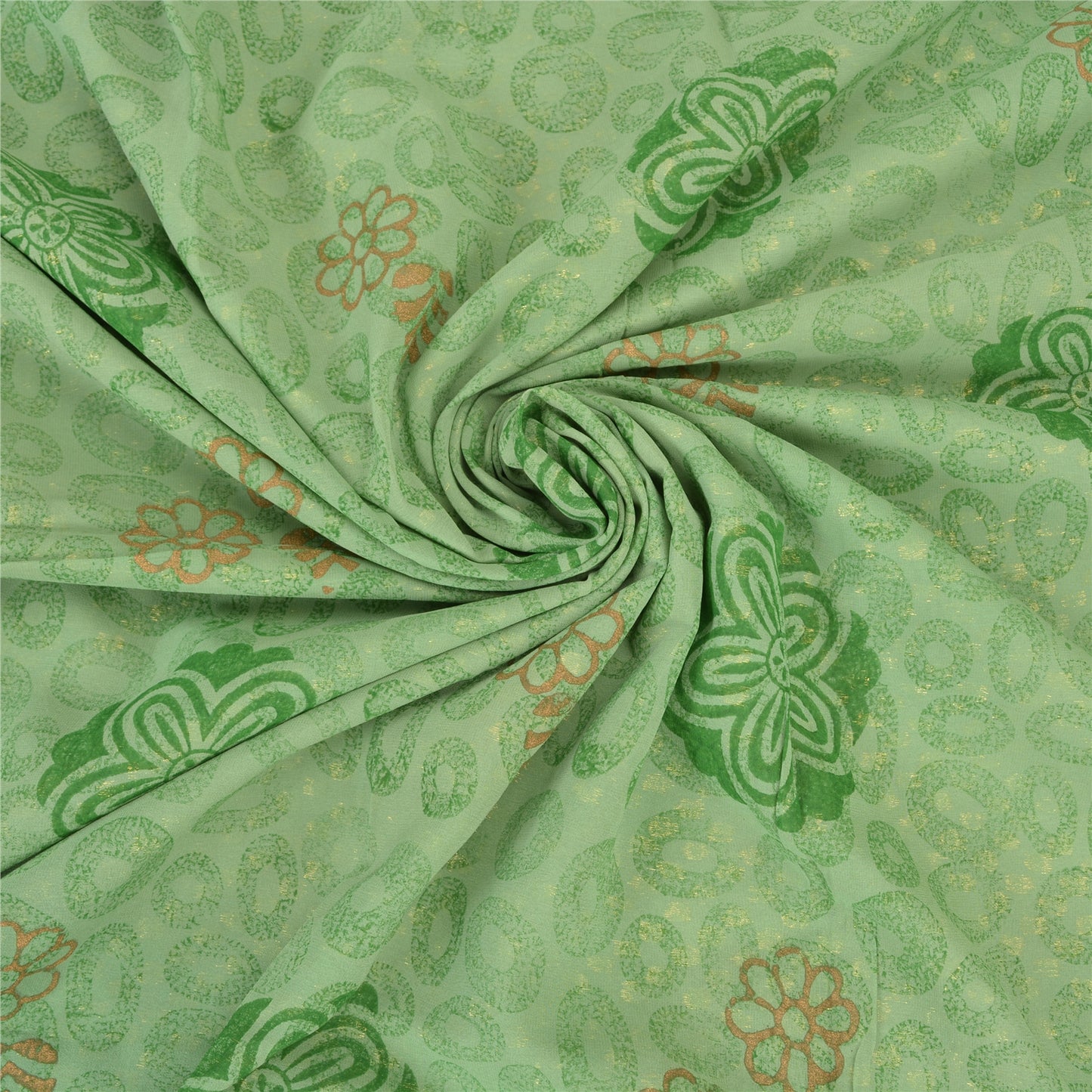 Sanskriti Vintage Green Sarees Pure Georgette Silk Embroidered Craft Fabric Sari