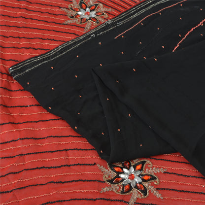 Sanskriti Vintage Sarees Pure Georgette Hand Beaded Designer Sari With Blouse