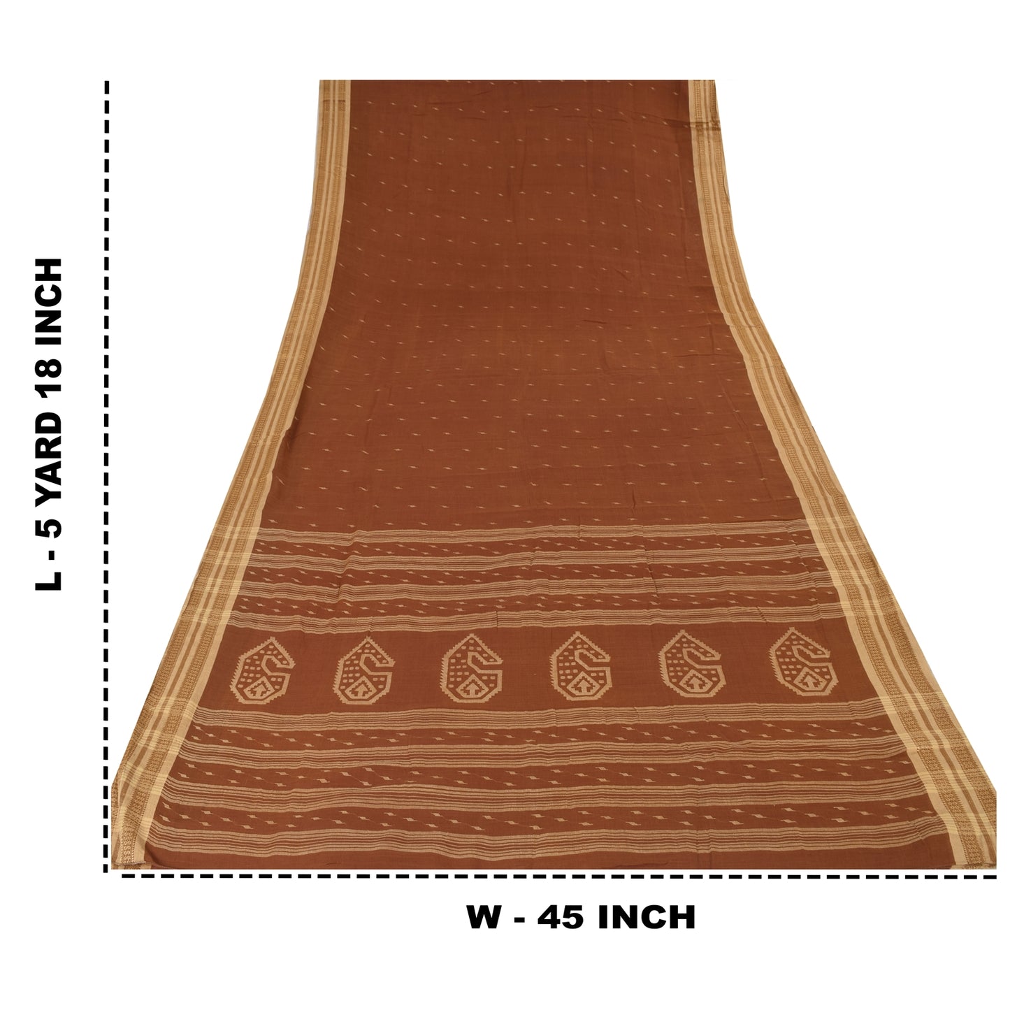 Sanskriti Vintage Brown Sarees Pure Cotton Hand Woven Tant Premium Sari Fabric