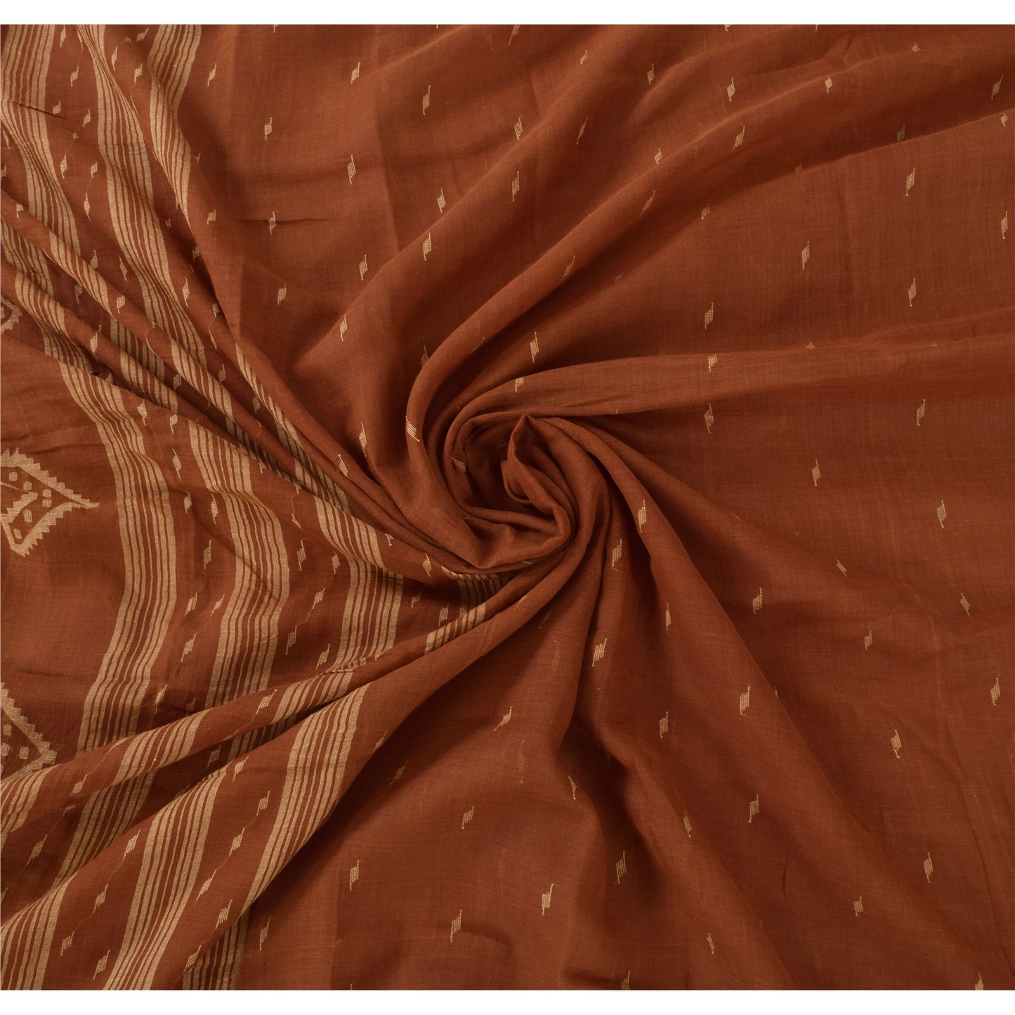Sanskriti Vintage Brown Sarees Pure Cotton Hand Woven Tant Premium Sari Fabric
