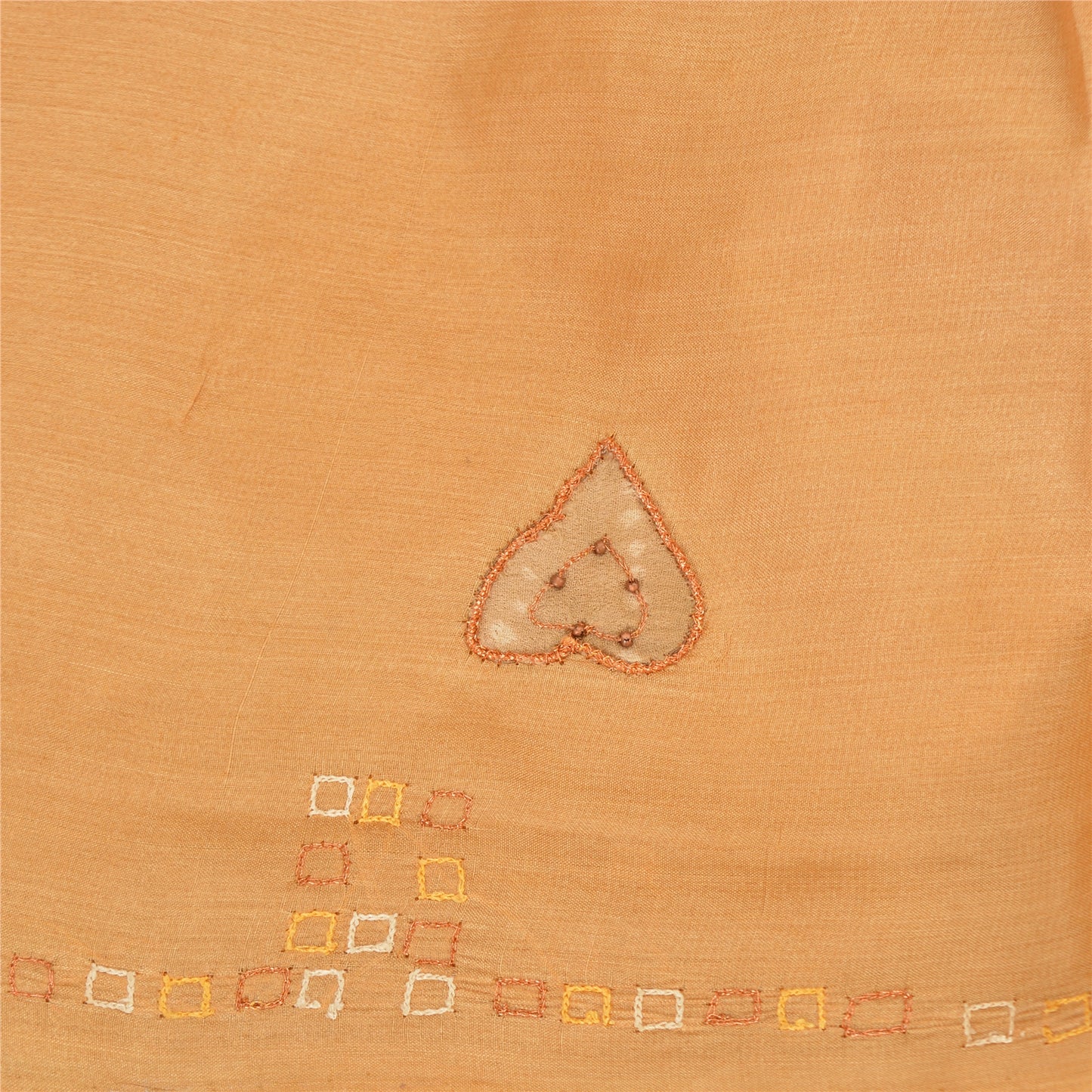 Sanskriti Vintage Sarees 100% Pure Silk Hand Beaded Craft 5 YD Fabric Brown Sari