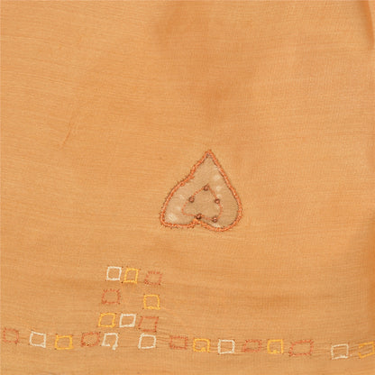 Sanskriti Vintage Sarees 100% Pure Silk Hand Beaded Craft 5 YD Fabric Brown Sari