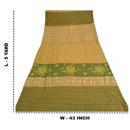 Sanskriti Vintage Sarees Pure cotton/Georgette Hand Bead 5yrd Fabric Ethnic Sari