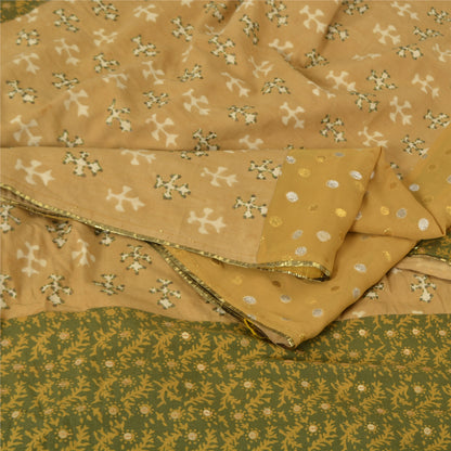 Sanskriti Vintage Sarees Pure cotton/Georgette Hand Bead 5yrd Fabric Ethnic Sari