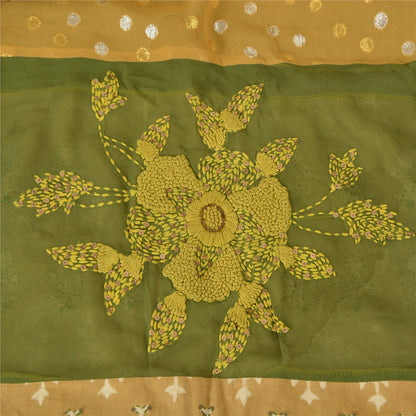 Sanskriti Vintage Sarees Pure cotton/Georgette Hand Bead 5yrd Fabric Ethnic Sari