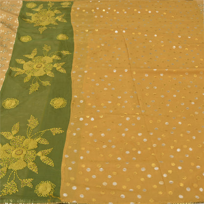 Sanskriti Vintage Sarees Pure cotton/Georgette Hand Bead 5yrd Fabric Ethnic Sari