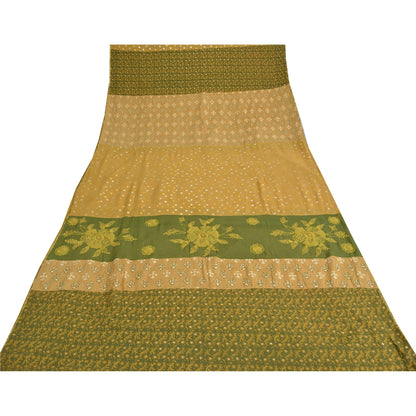 Sanskriti Vintage Sarees Pure cotton/Georgette Hand Bead 5yrd Fabric Ethnic Sari