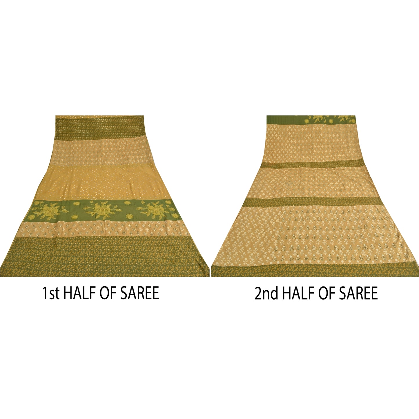 Sanskriti Vintage Sarees Pure cotton/Georgette Hand Bead 5yrd Fabric Ethnic Sari