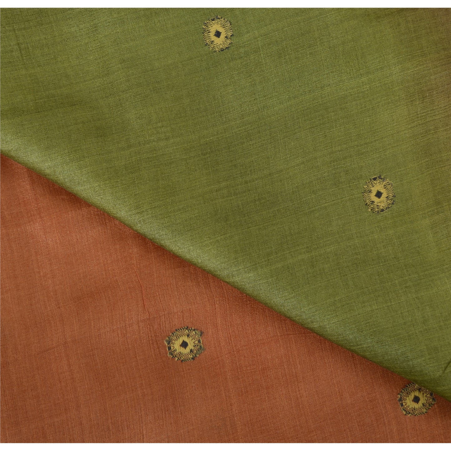 Sanskriti Vintage Orange & Green Sarees Pure Silk Hand Woven Fabric 5YD Sari