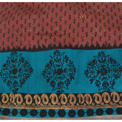 Sanskriti Vintage Rosewood Sarees Pure Georgette Hand Embroidered Sari Fabric