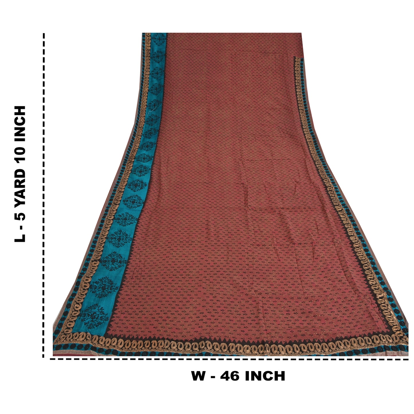 Sanskriti Vintage Rosewood Sarees Pure Georgette Hand Embroidered Sari Fabric